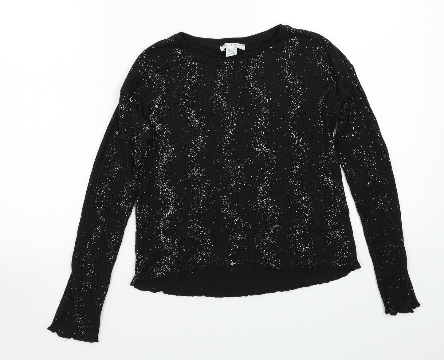 Primark Girls Black   Basic T-Shirt Size 10-11 Years