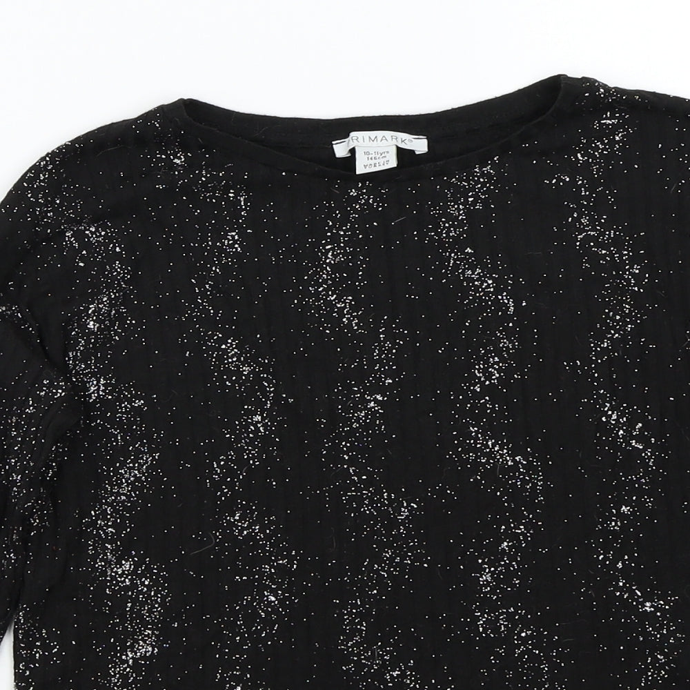 Primark Girls Black   Basic T-Shirt Size 10-11 Years