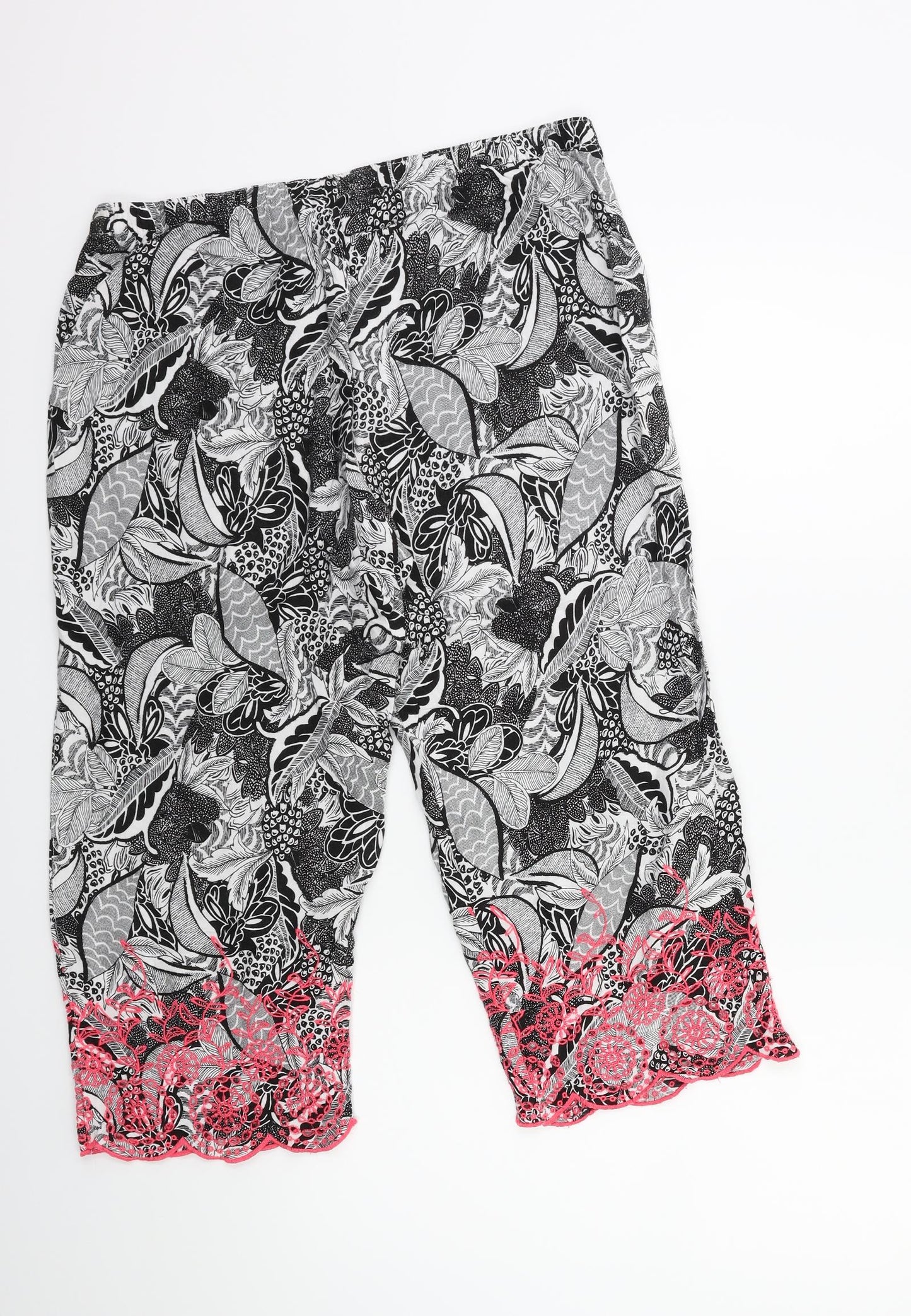 TU Womens Grey Floral  Cropped Trousers Size 14 L21 in