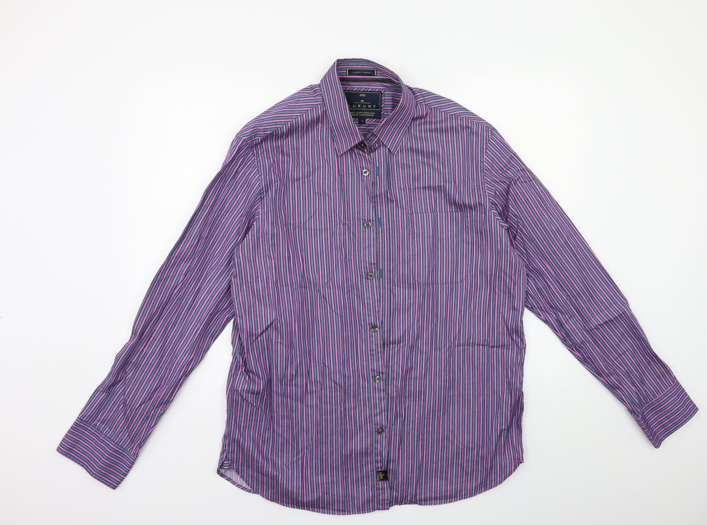Marks and Spencer Mens Pink Striped   Dress Shirt Size L