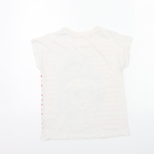 George Girls White Striped  Basic T-Shirt Size 10 Years