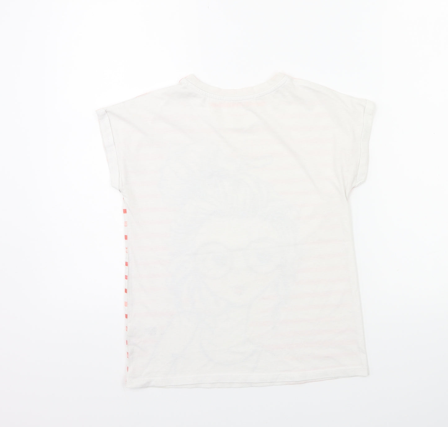 George Girls White Striped  Basic T-Shirt Size 10 Years