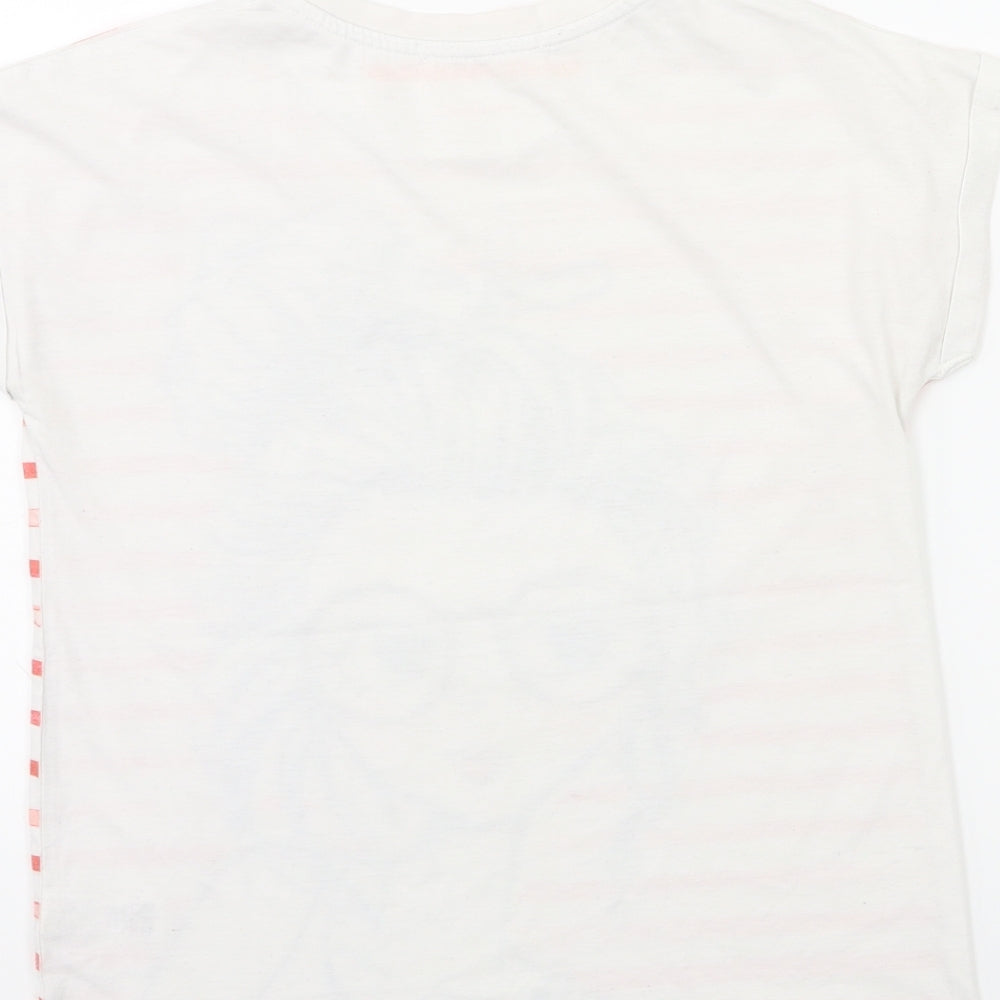 George Girls White Striped  Basic T-Shirt Size 10 Years