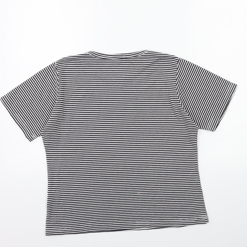 YS Collection Womens Black Striped  Basic T-Shirt Size 16