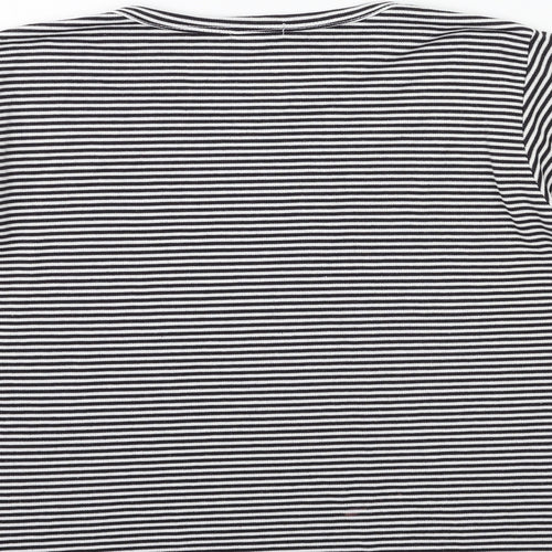 YS Collection Womens Black Striped  Basic T-Shirt Size 16