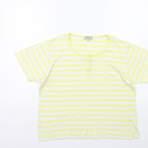 Key West Womens Yellow Striped  Basic T-Shirt Size M