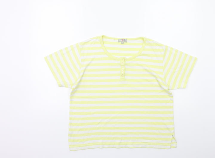 Key West Womens Yellow Striped  Basic T-Shirt Size M
