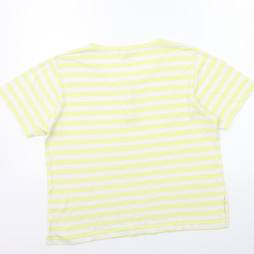 Key West Womens Yellow Striped  Basic T-Shirt Size M