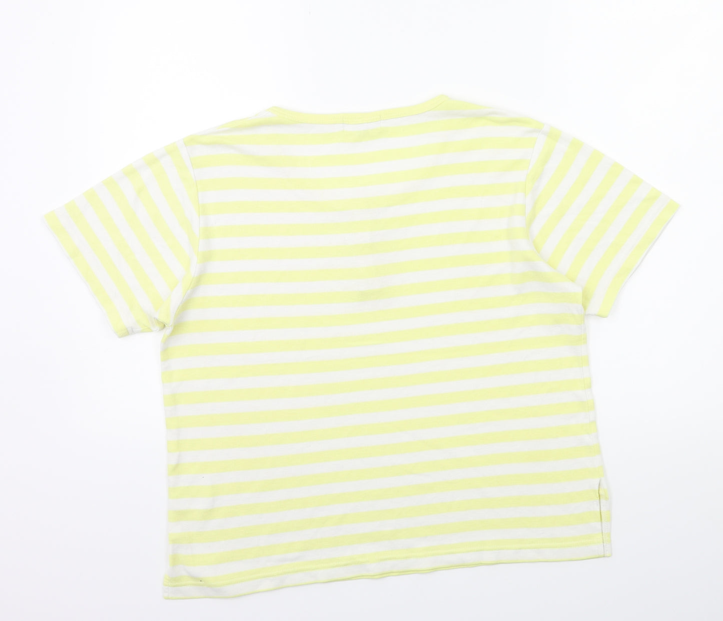 Key West Womens Yellow Striped  Basic T-Shirt Size M