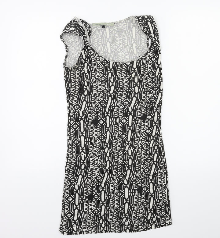 River Island Womens Black Geometric Tank Dress Size 8 - Shoulder Pads
