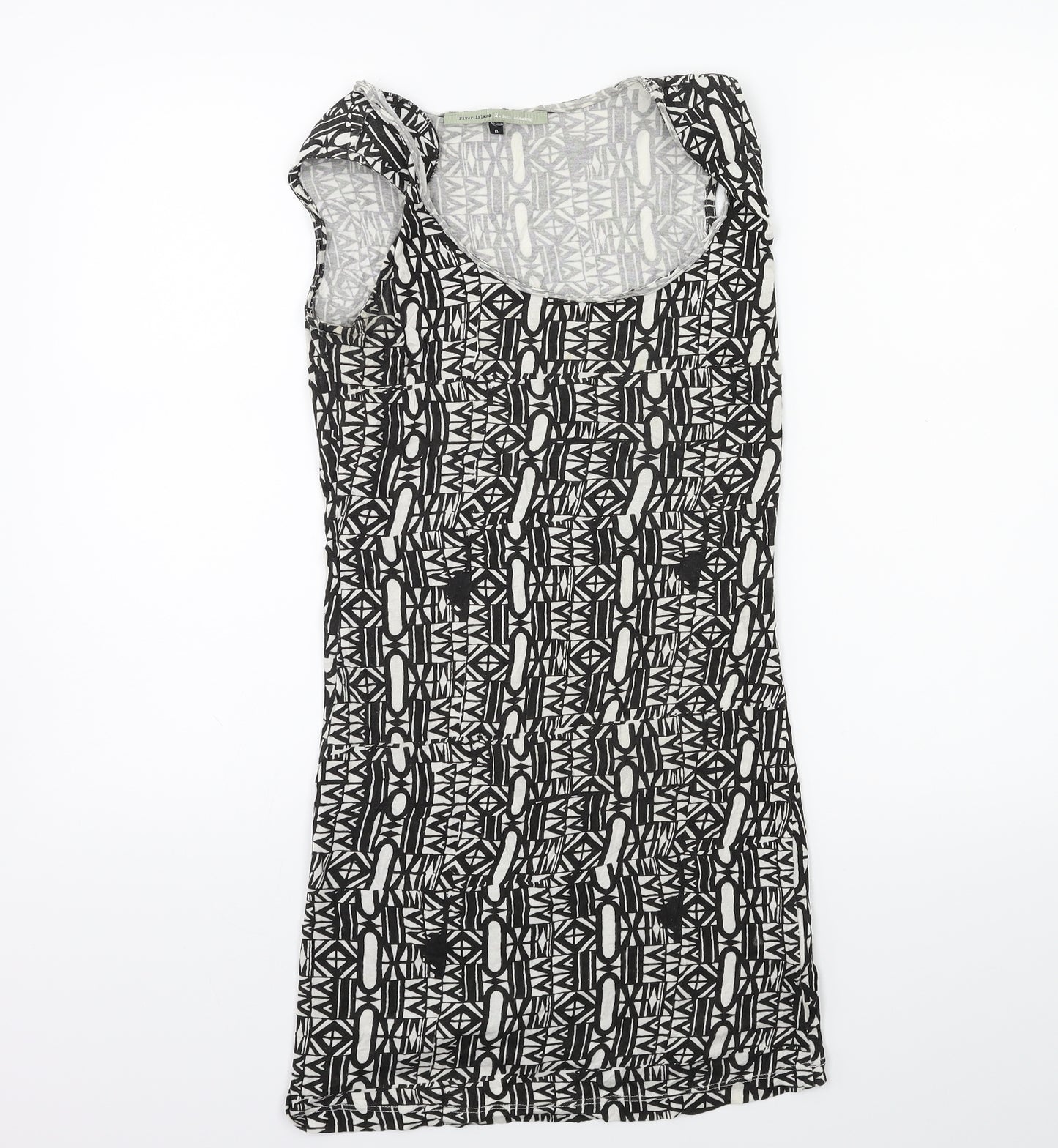 River Island Womens Black Geometric  Tank Dress  Size 8  - Shoulder Pads