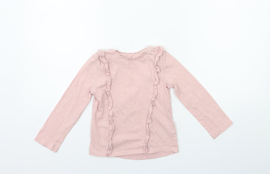 Front view of Mothercare girls’ pink basic t-shirt, size 3-4, years