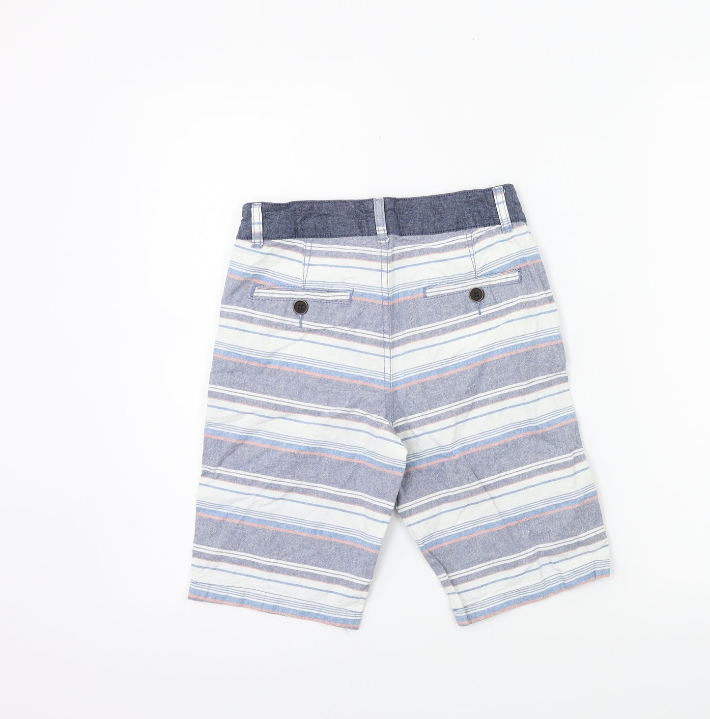 DUDES Boys White Striped  Bermuda Shorts Size 8 Years