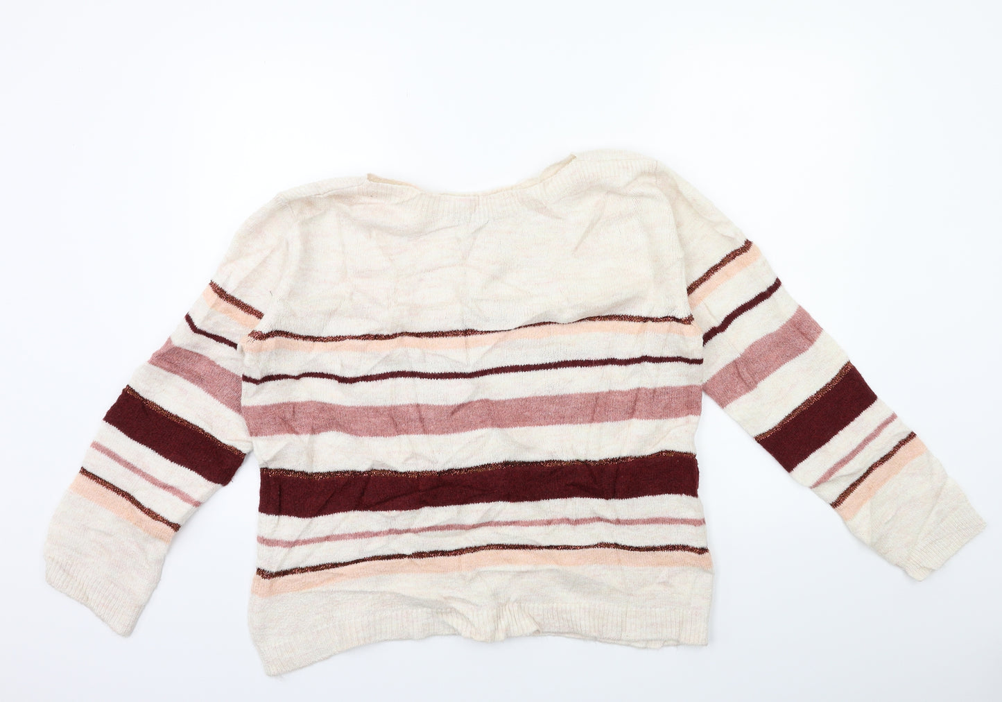Peacocks Womens White Striped Knit Pullover Jumper Size M