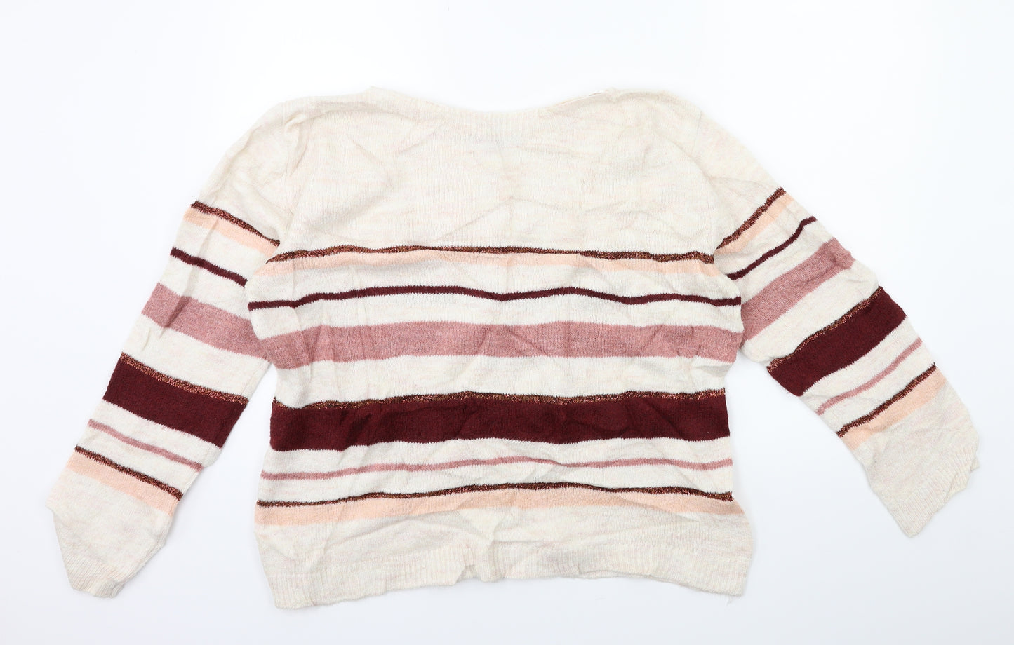 Peacocks Womens White Striped Knit Pullover Jumper Size M