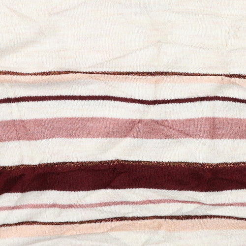Peacocks Womens White Striped Knit Pullover Jumper Size M