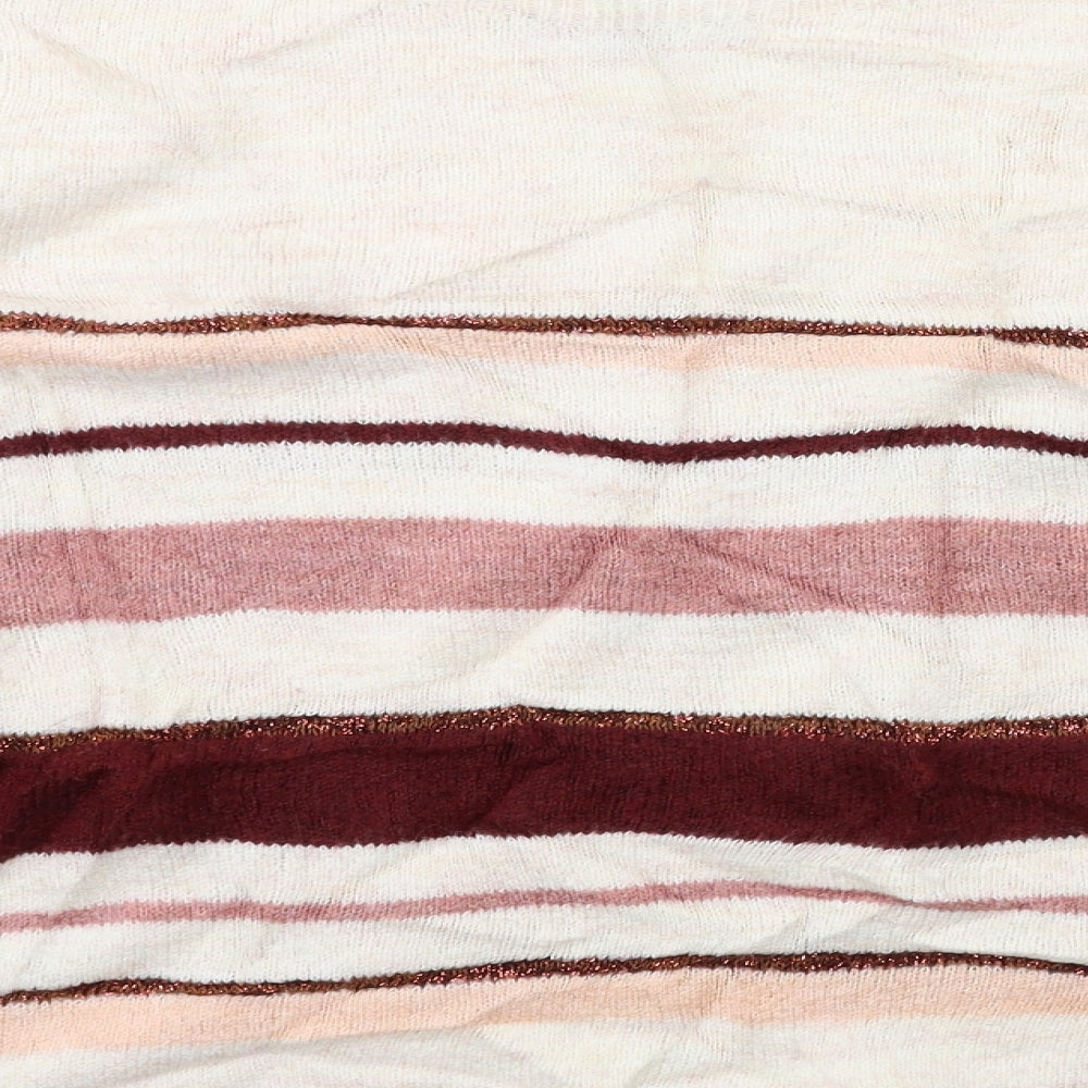 Peacocks Womens White Striped Knit Pullover Jumper Size M