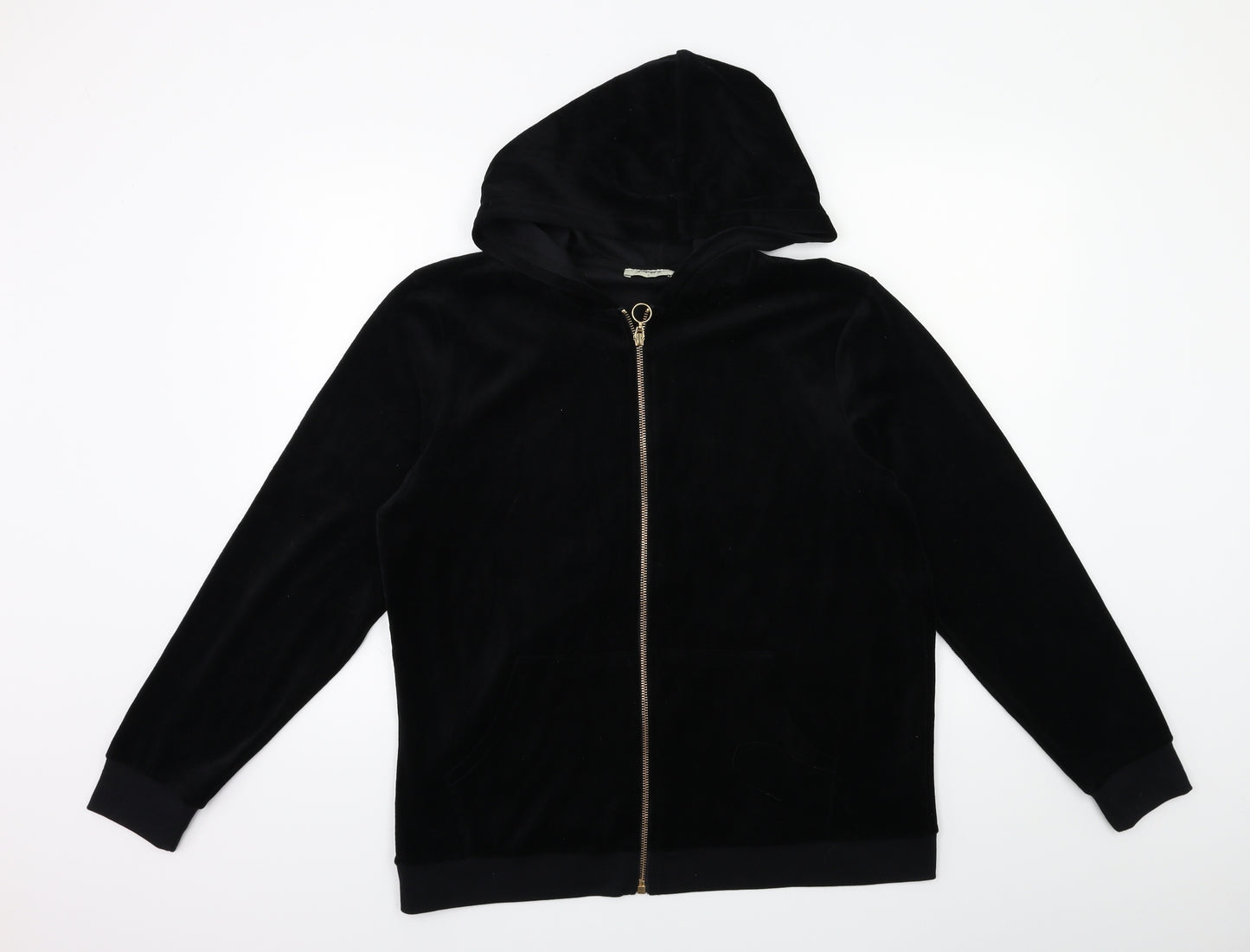 Matalan Womens Black  Velour Full Zip Hoodie Size L
