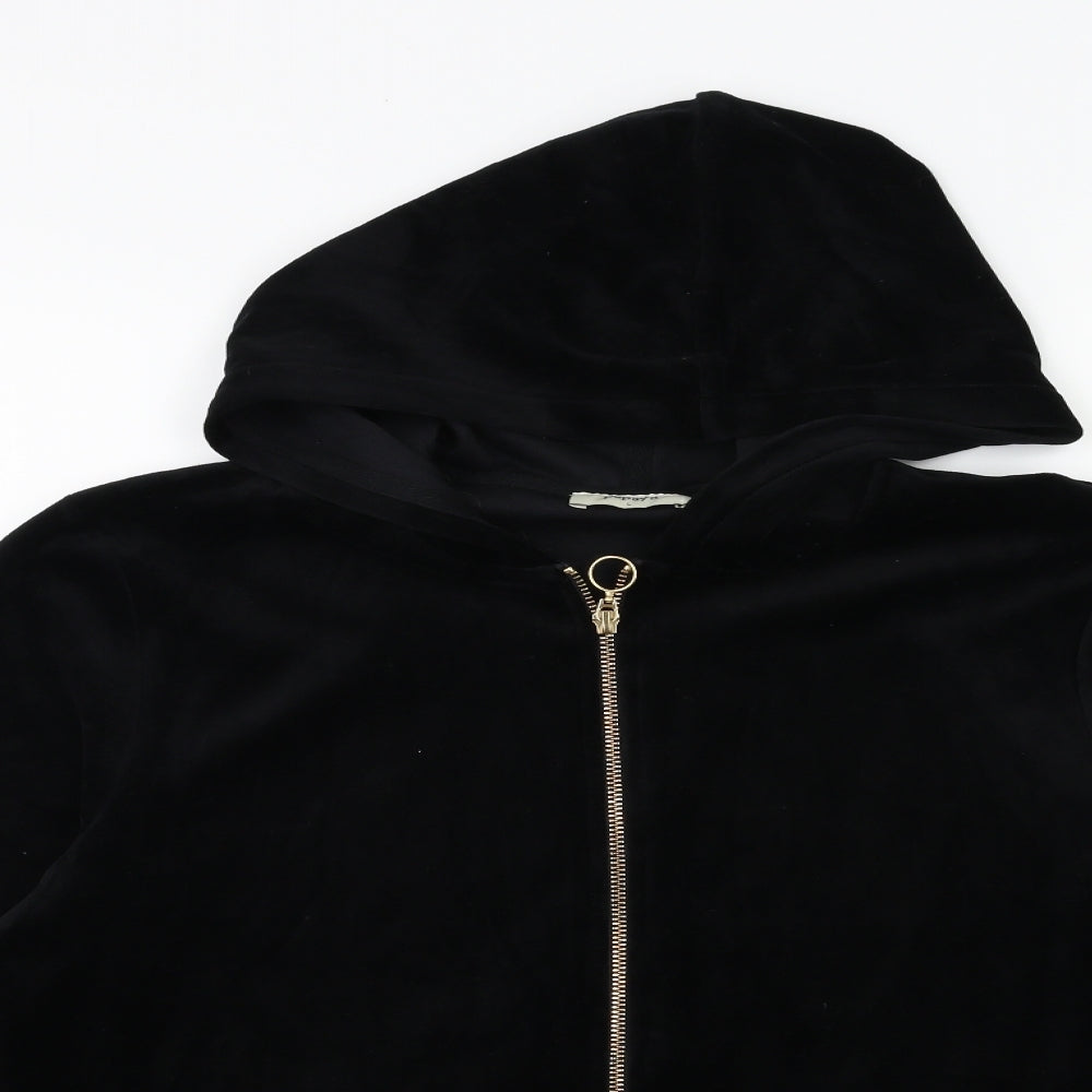 Matalan Womens Black  Velour Full Zip Hoodie Size L