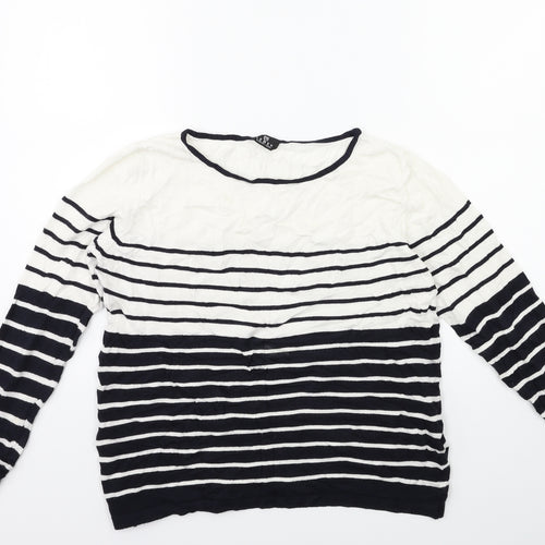 Lebek Womens White Striped Knit Pullover Jumper Size 12