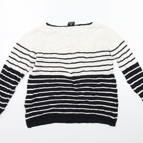Lebek Womens White Striped Knit Pullover Jumper Size 12