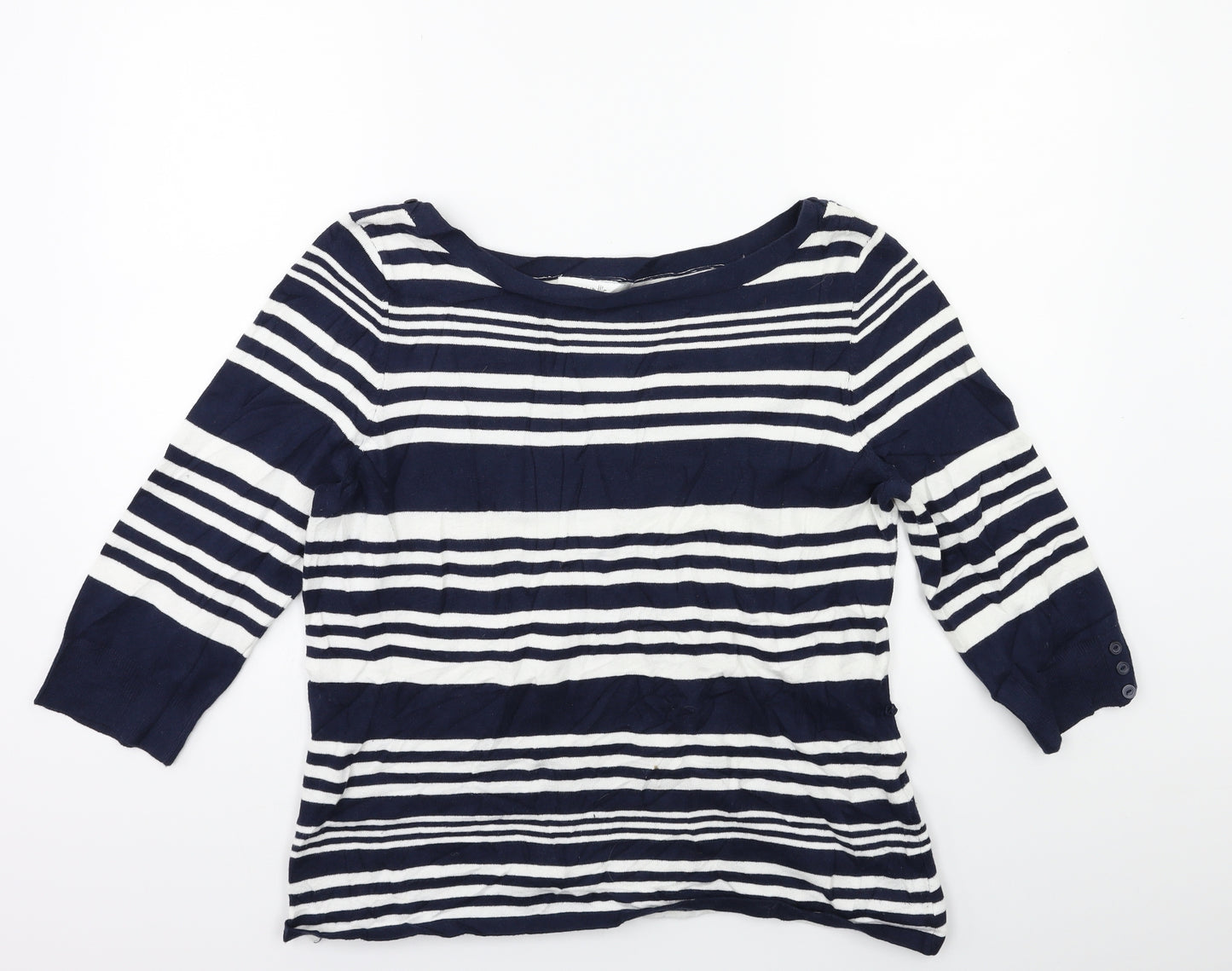 Wallis Womens Blue Striped Knit Pullover Jumper Size 16
