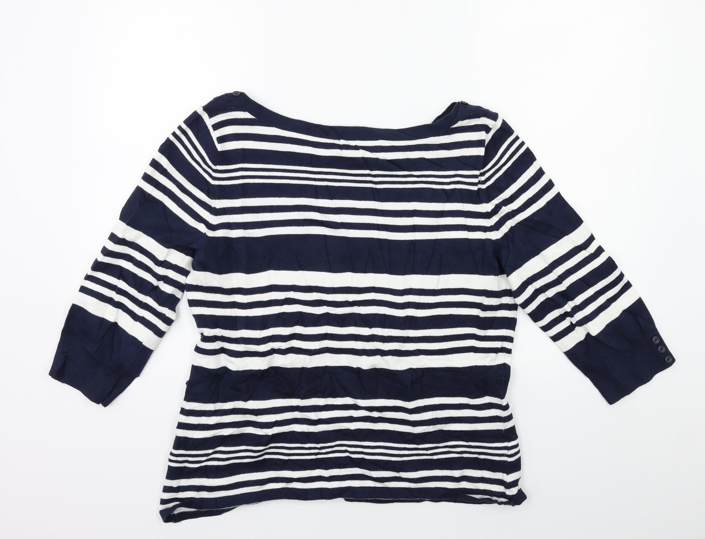 Wallis Womens Blue Striped Knit Pullover Jumper Size 16