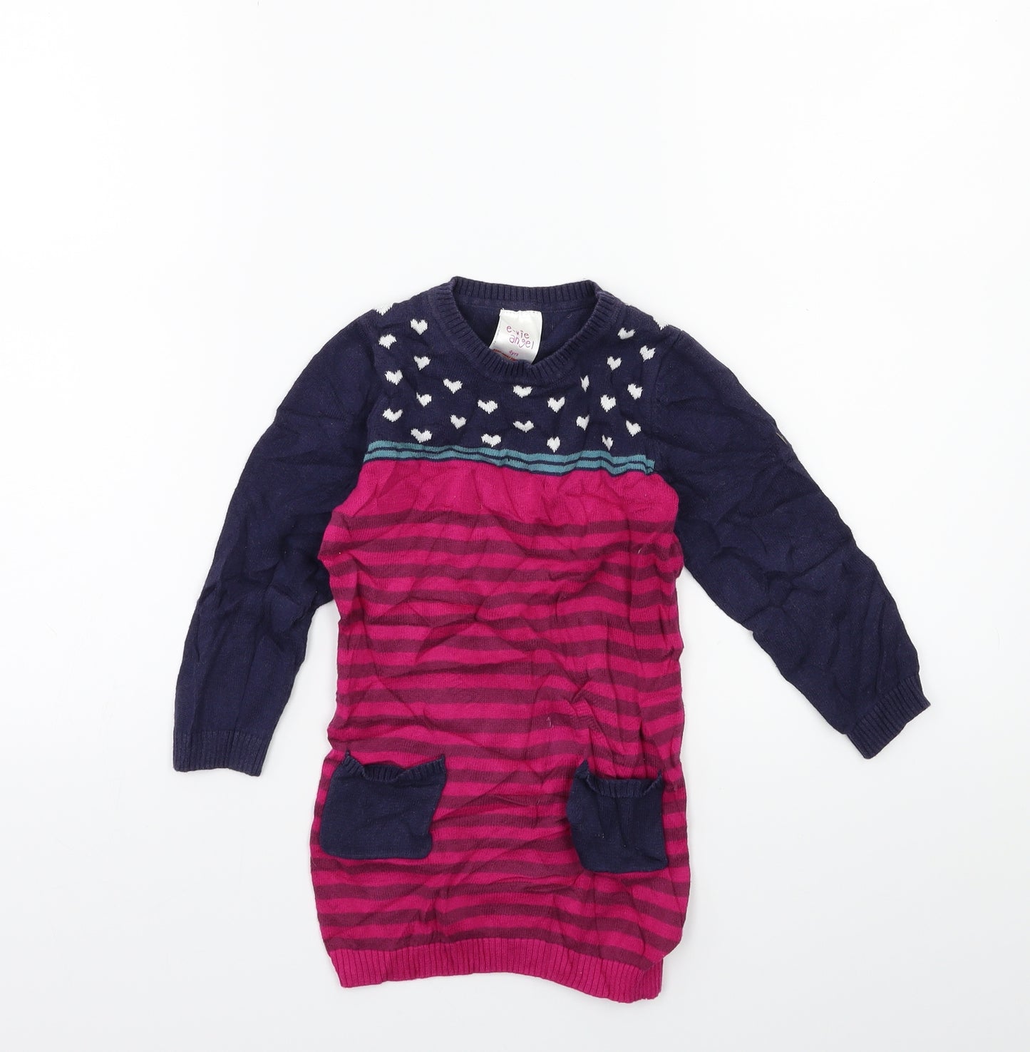 e-vie  Girls Blue Striped  Pullover Jumper Size 4 Years