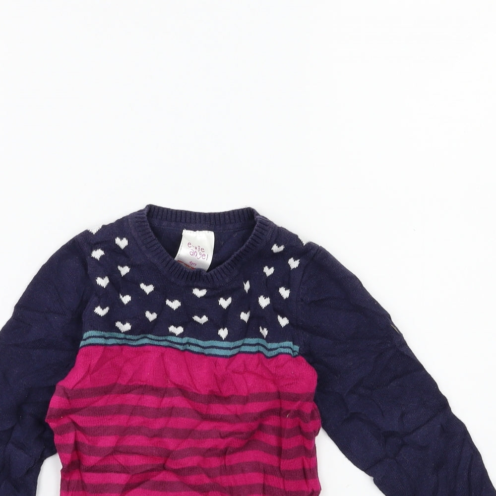 e-vie  Girls Blue Striped  Pullover Jumper Size 4 Years