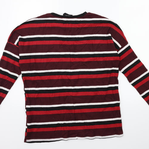 New Look Womens Red Striped  Basic T-Shirt Size 8
