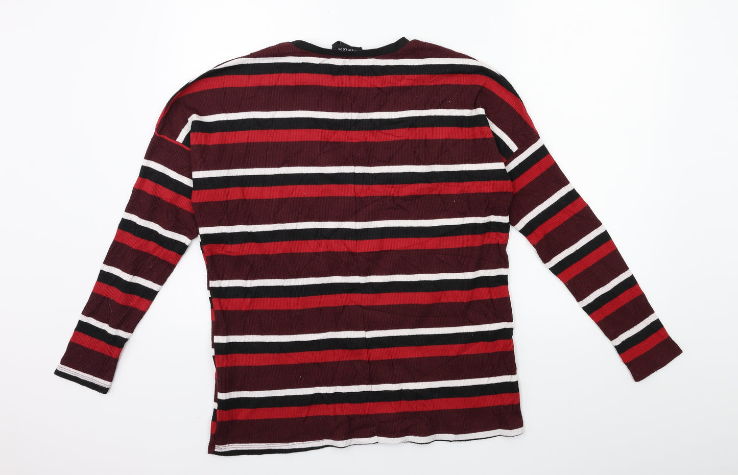 New Look Womens Red Striped  Basic T-Shirt Size 8