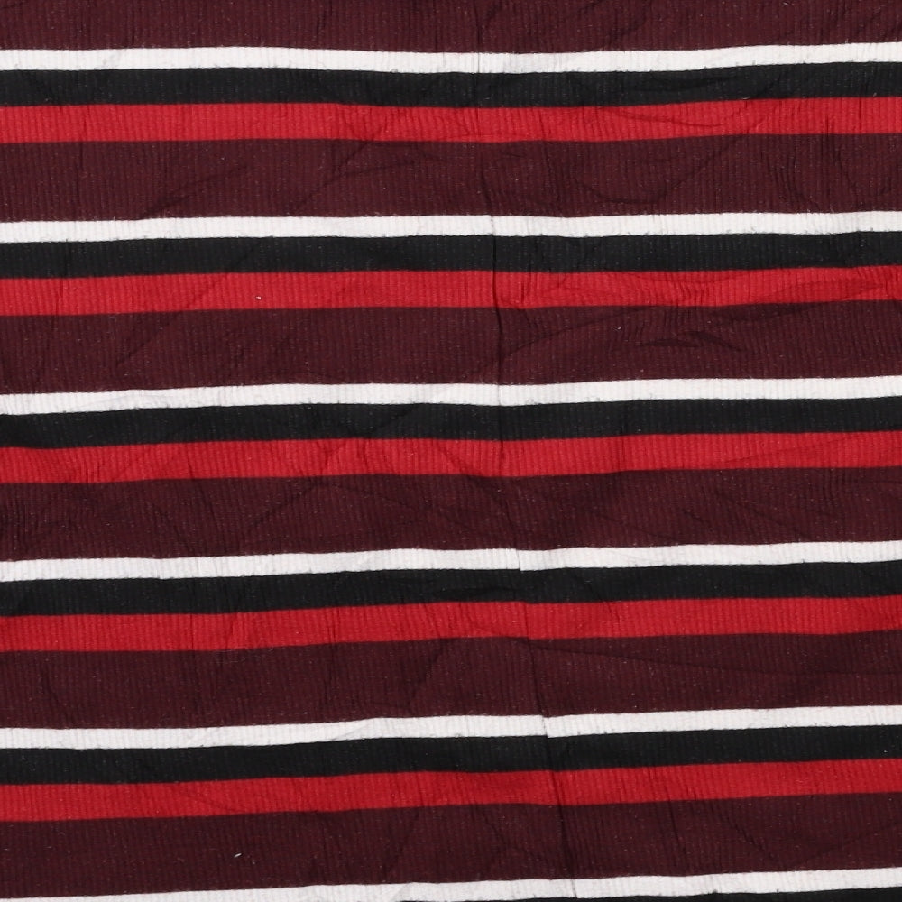 New Look Womens Red Striped  Basic T-Shirt Size 8