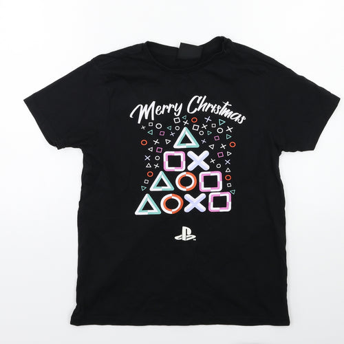 George Boys Black   Basic T-Shirt Size 12 Years  - Playstation