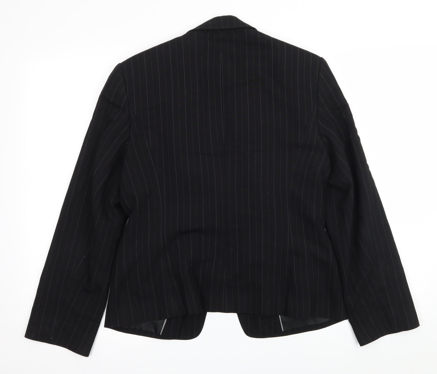 Preowrn Womens Black Striped  Jacket Suit Jacket Size 12