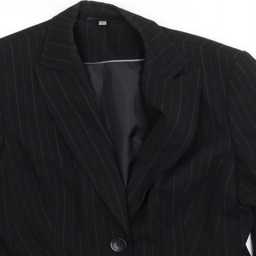 Preowrn Womens Black Striped  Jacket Suit Jacket Size 12