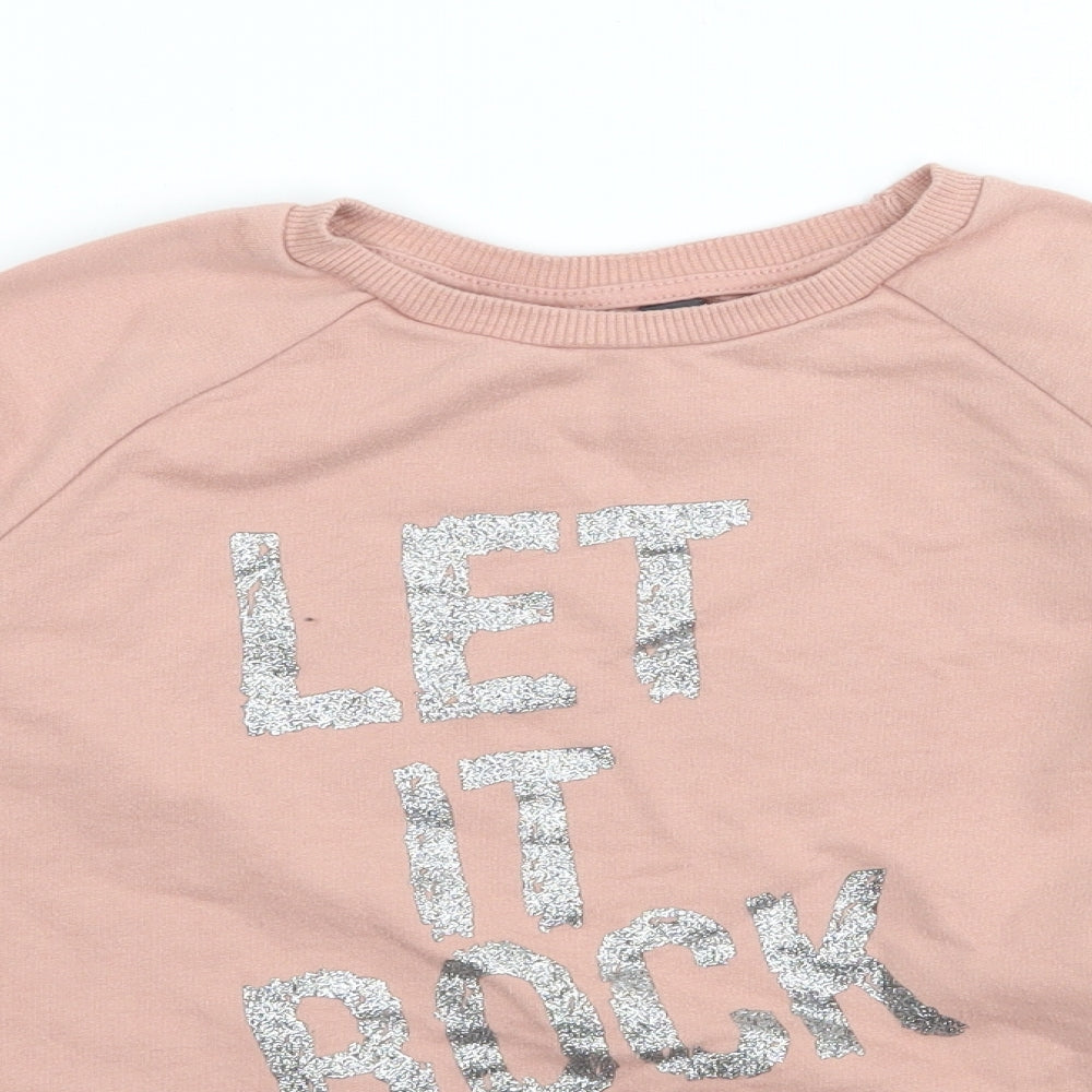 Primark Girls Pink  Jersey Pullover Sweatshirt Size 7-8 Years  - Let it rock