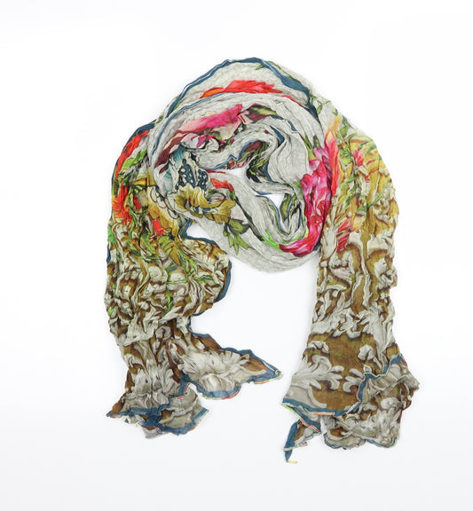 Front view of Preworn women’s multicoloured floral scarf