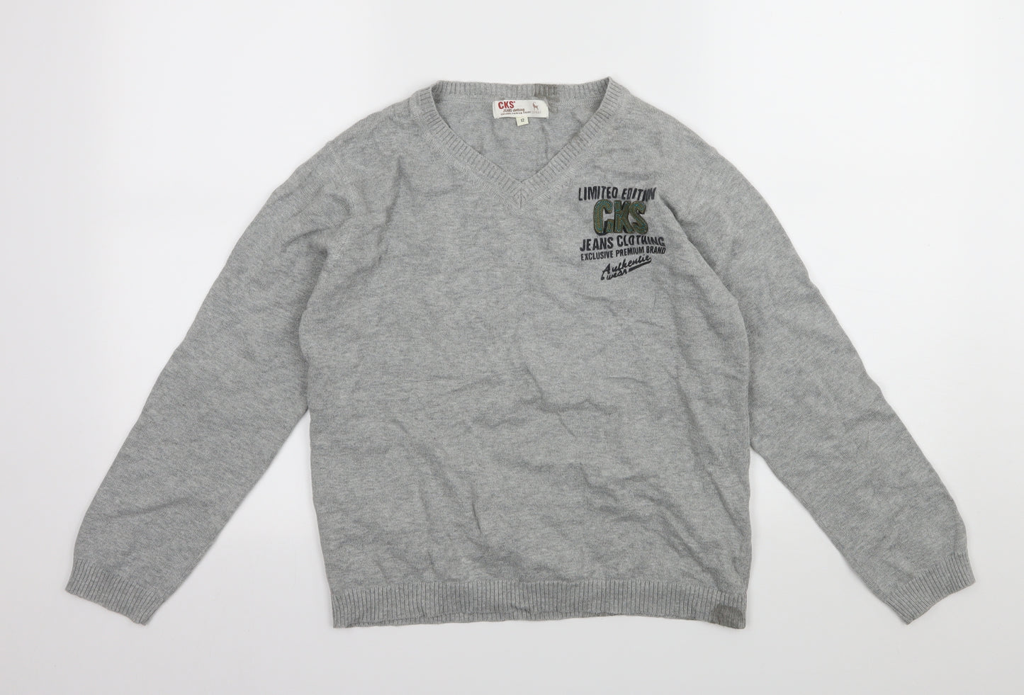 CKS Boys Grey  Knit Pullover Jumper Size 12 Years