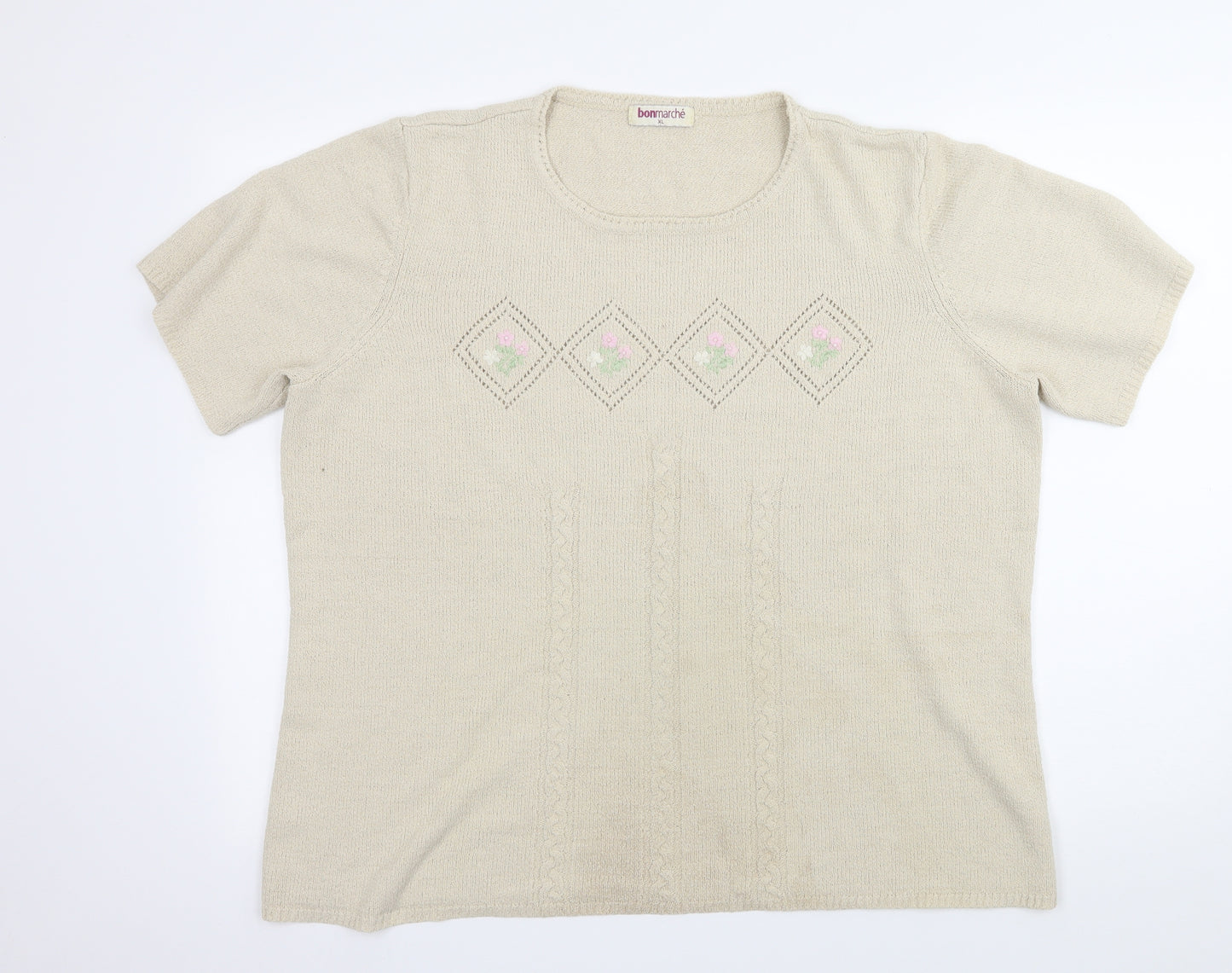 Bonmarché Womens Ivory  Knit Basic T-Shirt Size XL