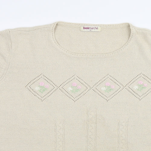 Bonmarché Womens Ivory  Knit Basic T-Shirt Size XL