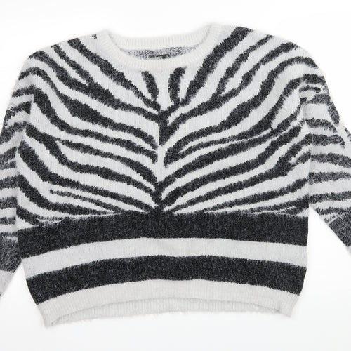 Only Womens Grey Striped Knit Pullover Jumper Size XL