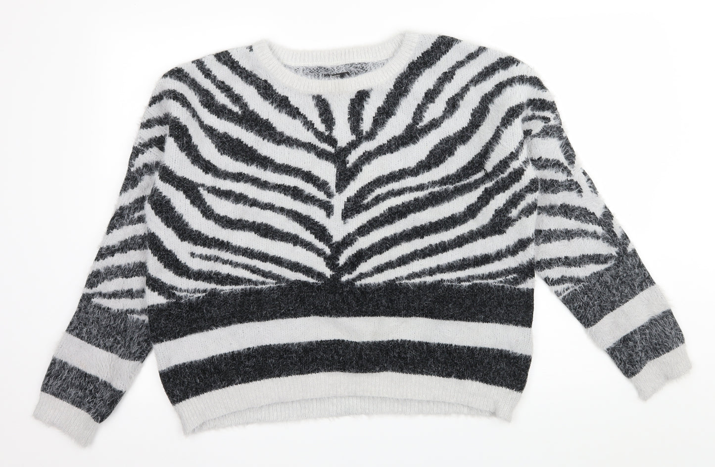 Only Womens Grey Striped Knit Pullover Jumper Size XL