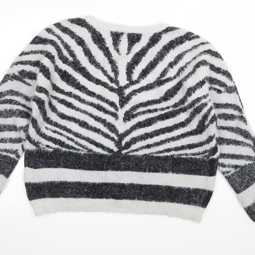 Only Womens Grey Striped Knit Pullover Jumper Size XL