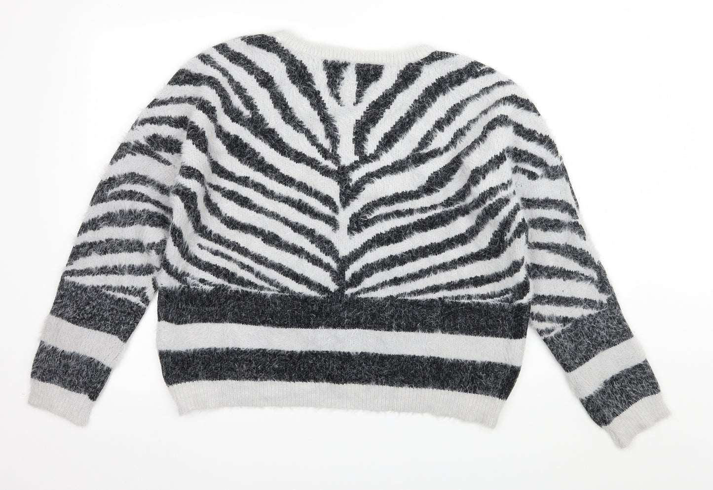 Only Womens Grey Striped Knit Pullover Jumper Size XL