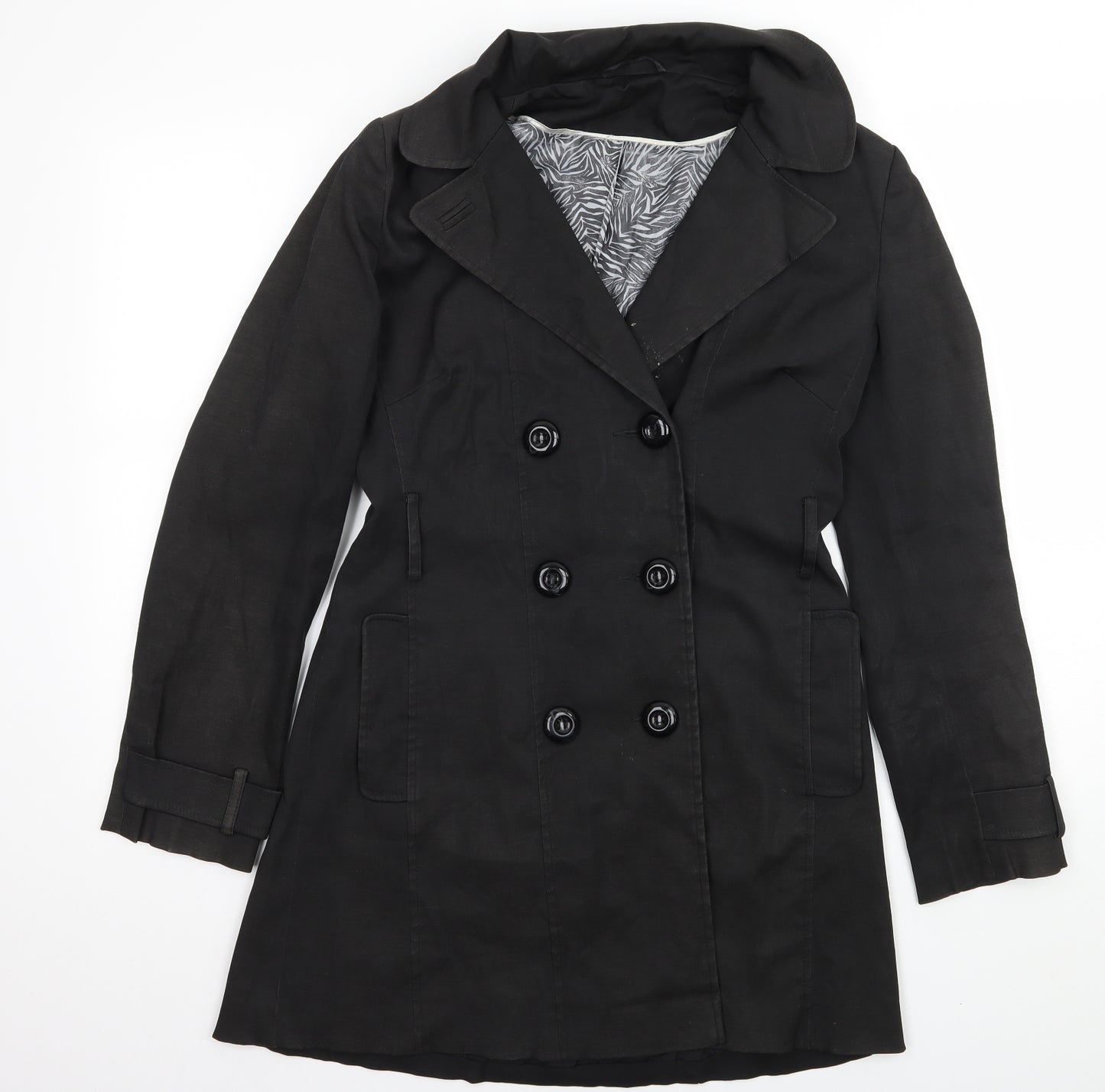 F& Womens Black   Overcoat Coat Size 10