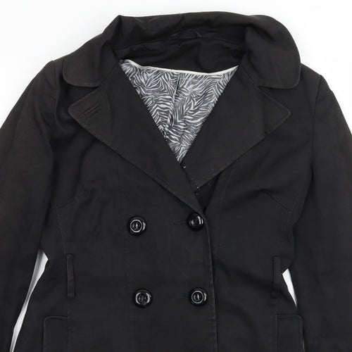 F& Womens Black   Overcoat Coat Size 10