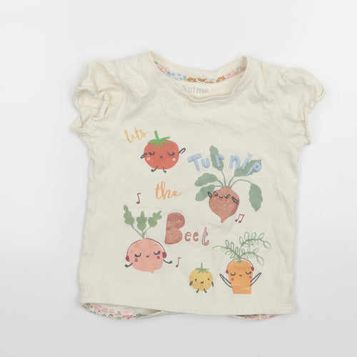 Nutmeg Girls Ivory Geometric Jersey Basic T-Shirt Size 3 Years  - Lets Turnip the Beet