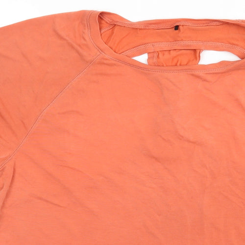 Workour Womens Orange  Jersey Basic T-Shirt Size 12  - Cut out back