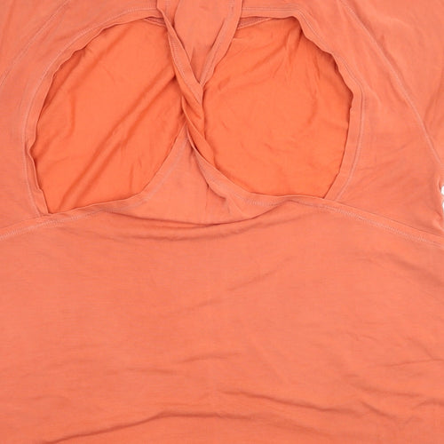 Workour Womens Orange  Jersey Basic T-Shirt Size 12  - Cut out back