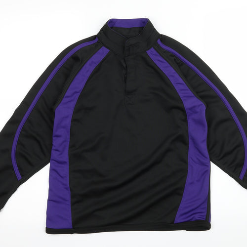 AKOA Womens Black Striped Jersey Pullover Sweatshirt Size XS